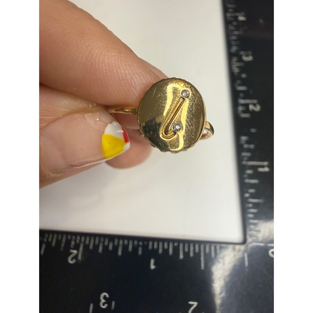 Kate Spade New York Gold Tone Initial J Crystal Pavé Signet Ring Size 7